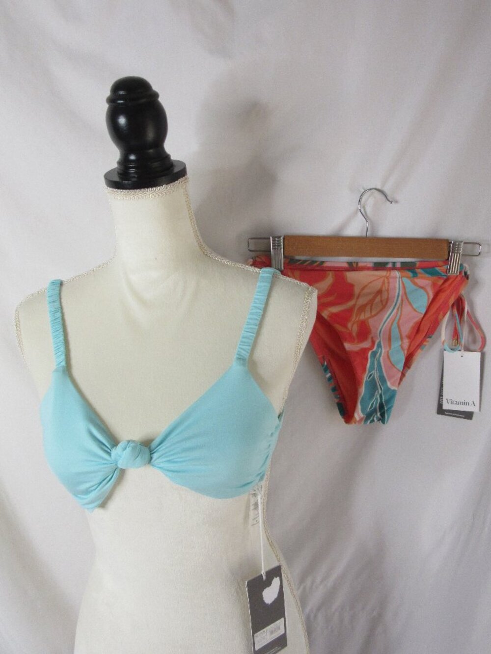 Vitamin A 2 Piece Bikini Aqua Orange Peach Floral Size Small and Medium NWT
